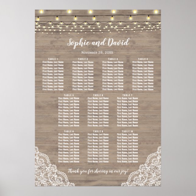 Poster Graphique de sièges Mariage en dentelle romantique (Devant)