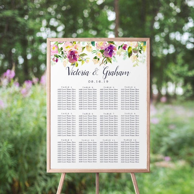 Poster Graphique de sièges Mariage en fleurs dynamiques (Créateur téléchargé)