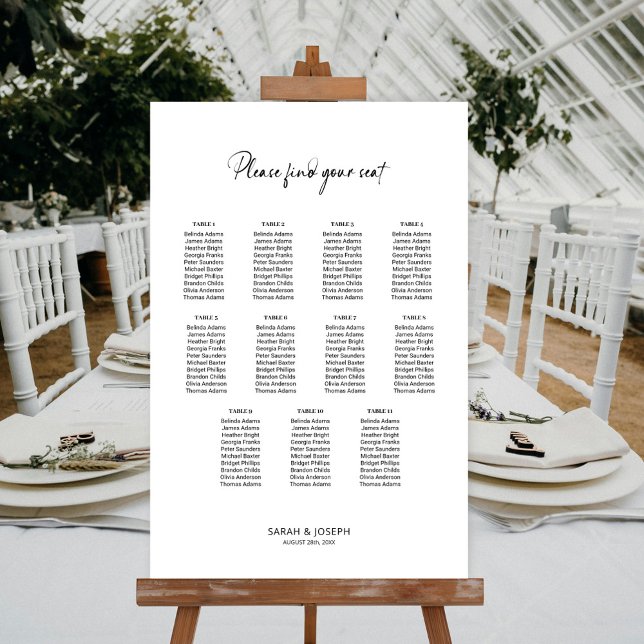 Poster Graphique de sièges Mariage simple 11 table élégan (Créateur téléchargé)