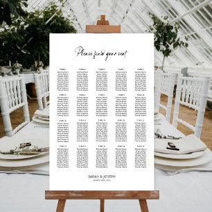 Poster Graphique de sièges Mariage simple 20 tables éléga