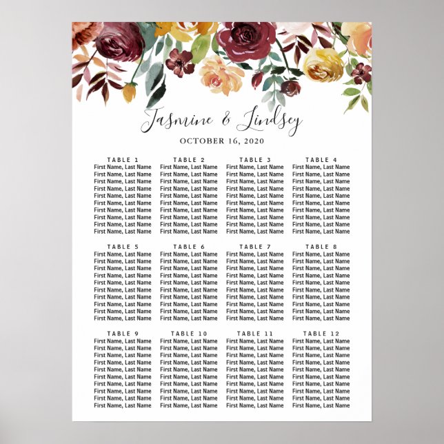 Poster Graphique de sièges Mariages floraux de Bourgogne  (Devant)
