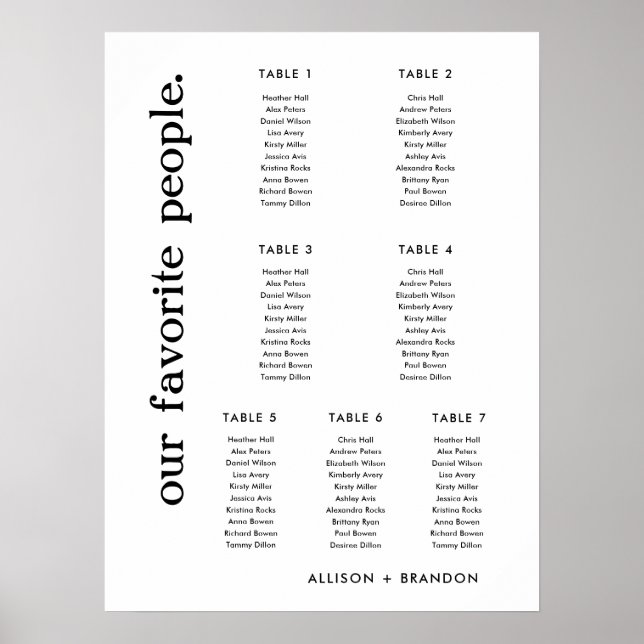 Poster Graphique de sièges pour petits Mariages Signal 7  (Devant)