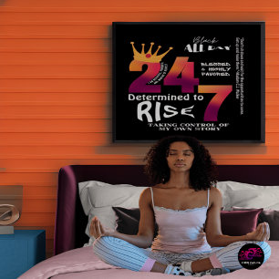 Poster Graphique de slogan 24h/24 et 7j/7 en noir pour fe