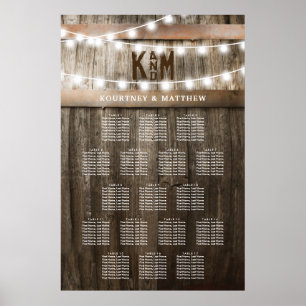Poster Graphique de table de Mariage campagnard rustique