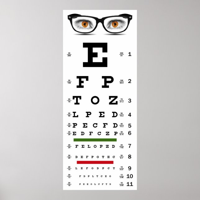 POSTER GRAPHIQUE DE TEST DE VISION D'OPTOMÉTRIE (Devant)