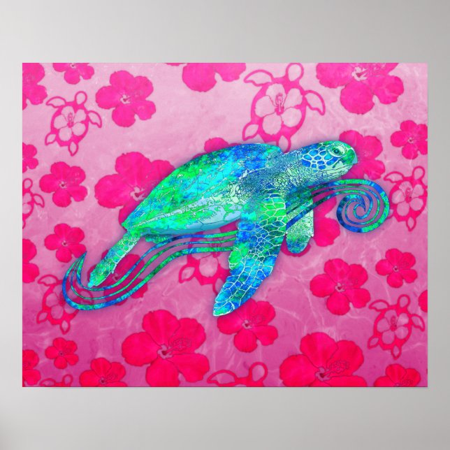 Poster Graphique de tortue marine (Devant)