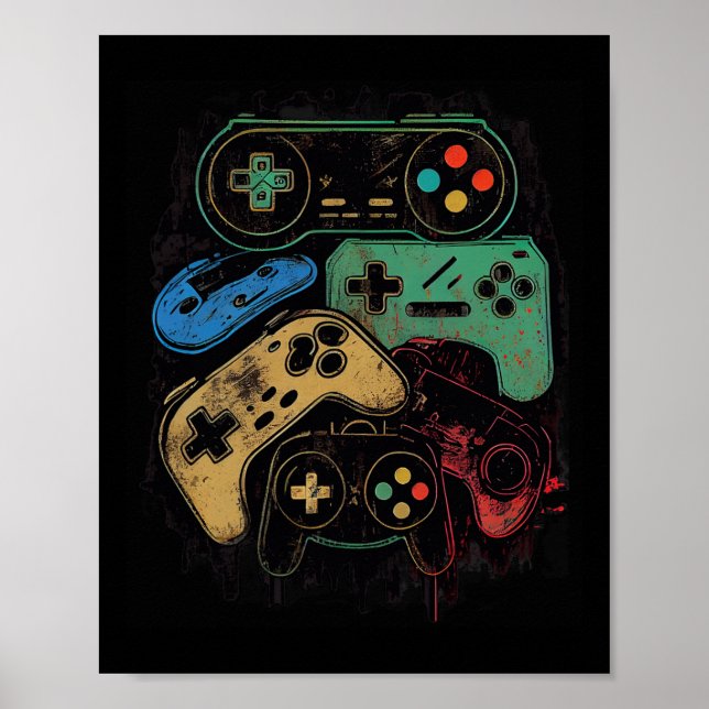 Poster Graphique de tous les éléments de jeu vidéo contrô (Devant)