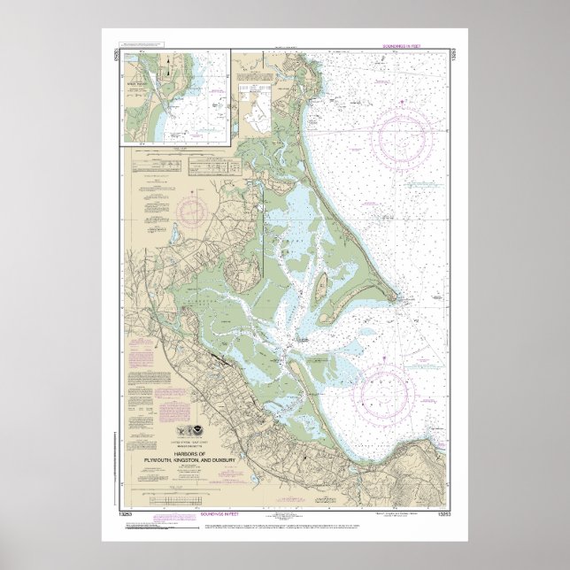 Poster Graphique des ports de Plymouth, Kingston et Duxbu (Devant)