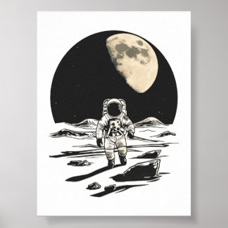 Poster Graphique d'exploration lunaire d'astronaute vinta