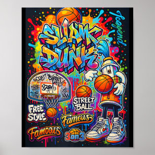 Poster Graphique d'illustration de style cool de basket-b