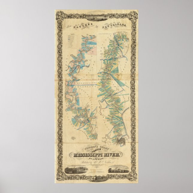 Poster Graphique du fleuve Mississippi inférieur (Devant)