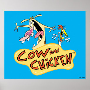 Poster Graphique du logo de la vache et du poulet