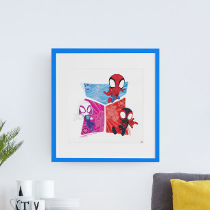 Poster Graphique du panneau d'action de l'équipe Spidey