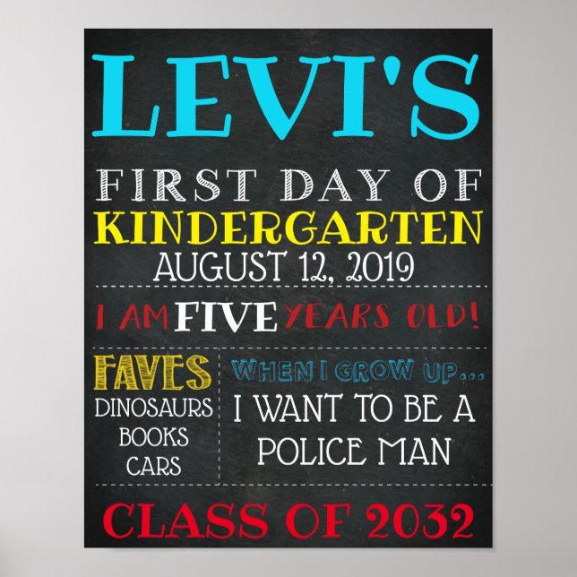 POSTER GRAPHIQUE DU PREMIER JOUR DE L'ÉCOLE (Devant)