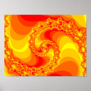 Poster Graphique fractal en feu tourbillonnant