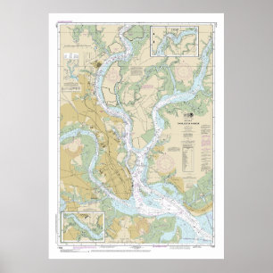 Poster Graphique nautique Charleston Harbour 11524