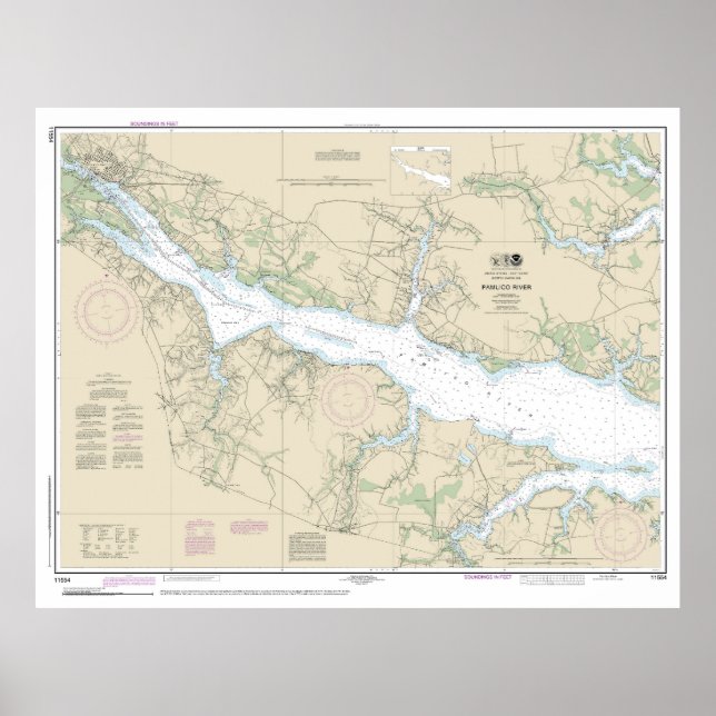 Poster Graphique nautique de la rivière Pamlico 11554 (Devant)