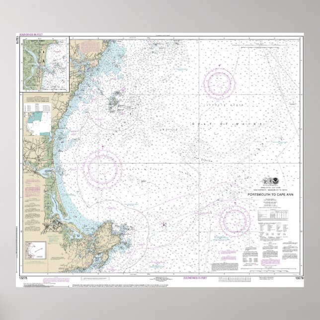 Poster Graphique nautique de Portsmouth à Cape Ann 13278 (Devant)