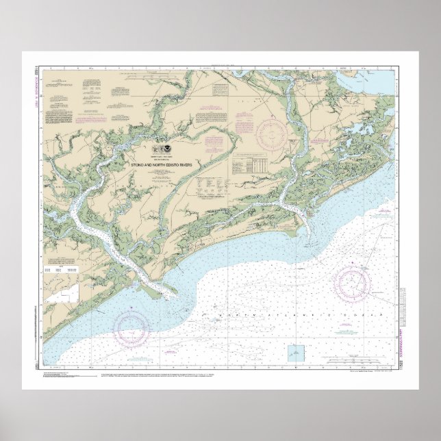 Poster Graphique nautique des rivières Stono et Edisto No (Devant)