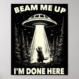 Poster Graphique Rétro UFO Jour de la Marmotte Alien Vint