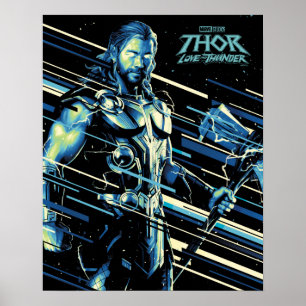 Poster Graphique Thor Stylisé en caractères triés
