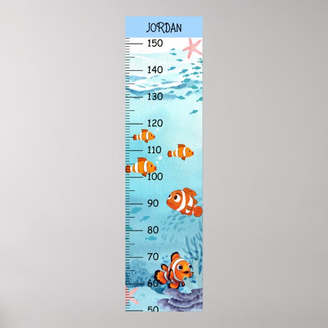 Poster Graphiques de croissance de poissons clowns mignon (Devant)