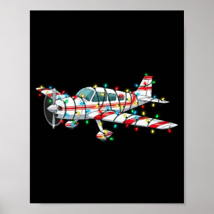 Poster Graphiques de Noël d'avion drôles de lumières amat