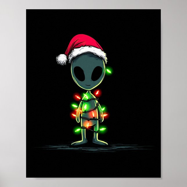 Poster Graphiques de Noël drôles d'alien Lumières Amateur (Devant)