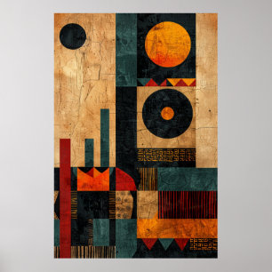 Poster Graphiques tribaux berbères : Tons de Terre géomét