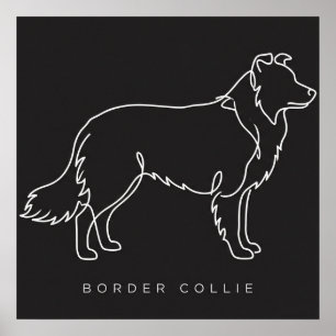 Poster Graphisme de chien en ligne minimaliste Border Col