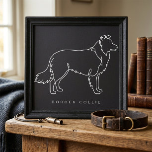 Poster Graphisme de chien en ligne minimaliste Border Col