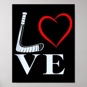 Poster Graphisme de cœur d'amour de hockey pour les fans