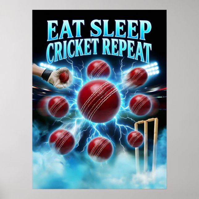 Poster Graphisme de cricket bootleg rétro (Devant)