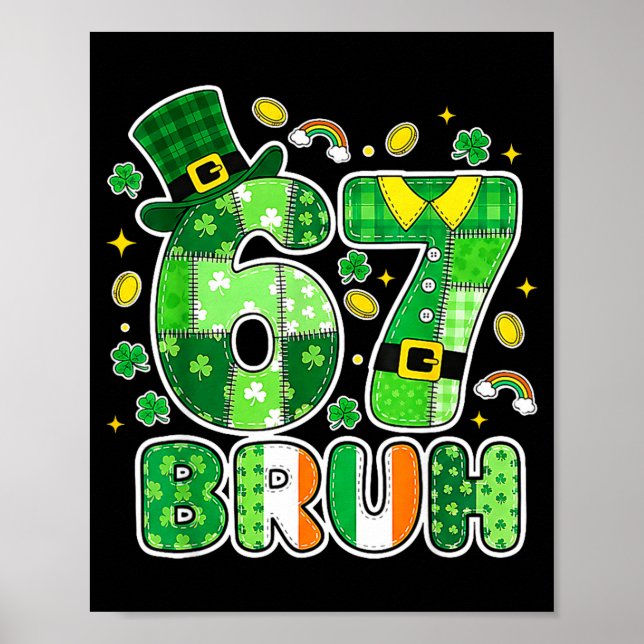 Poster Graphisme de la Saint-Patrick Bruh 67 avec des trè (Devant)