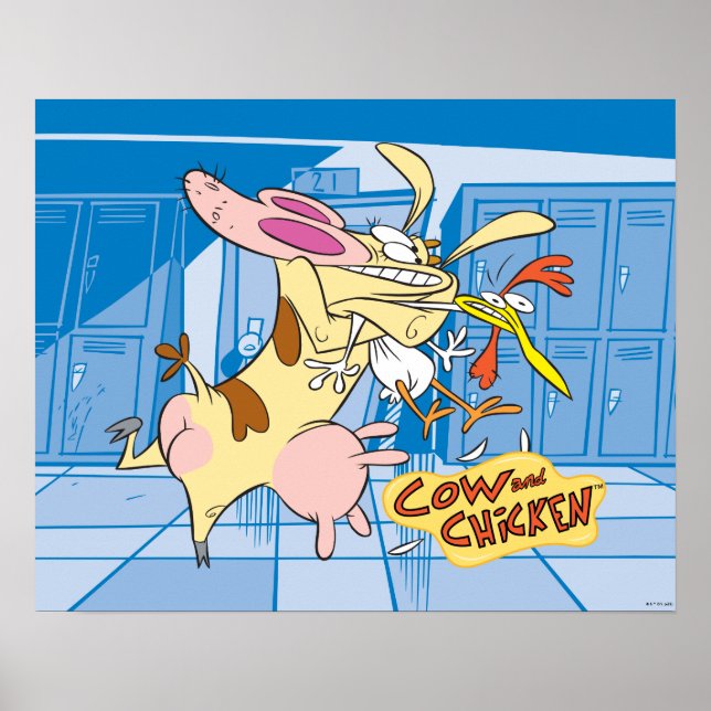 Poster Graphisme de la vache et du poulet (Devant)