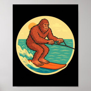 Poster Graphisme de plage de cryptide vintage Bigfoot fai