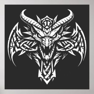 Poster Graphisme de tête de démon tribal par BurnsInHe