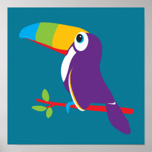 Poster Graphisme de toucan coloré pour la nurserie des en