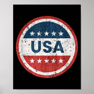 Poster Graphisme drapeau américain patriotique badge vint