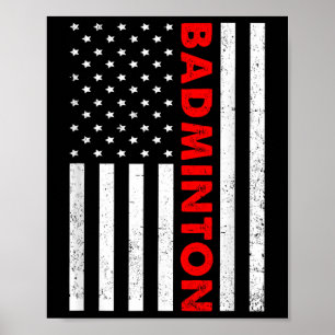 Poster Graphisme Drapeau États-Unis Badminton Joueur de B