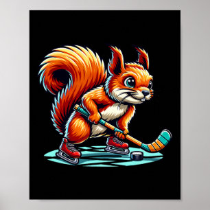Poster Graphisme illustré amusant de hockey sur glace d'é