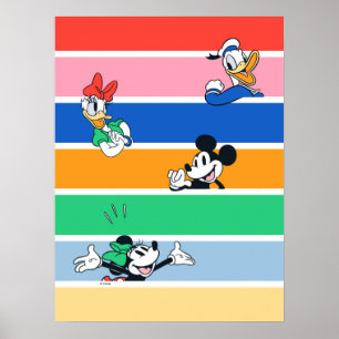 Poster Graphisme rayé en couleur pop-out Mickey & ses ami