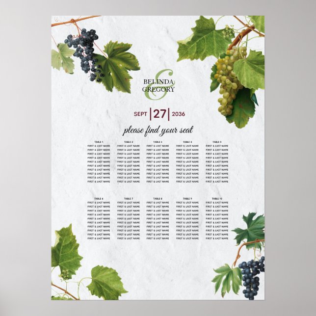 Poster Graphisme Vignoble Ile grecque Mariage Carte de si (Devant)