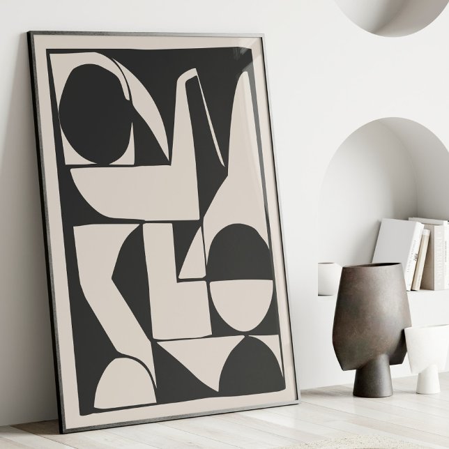 Poster Gras Abstrait Géométrique Noir et Blanc Imprimer (Créateur téléchargé)