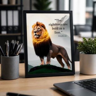 Poster Gras comme un lion Proverbes 28:1