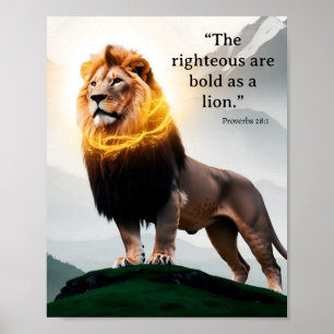 Poster Gras comme un lion Proverbes 28:1