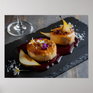 Poster Gras de foie gras gourmand avec réduction du vin r