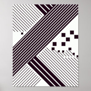 Poster Gras Diagonal avec Carrés géométriques
