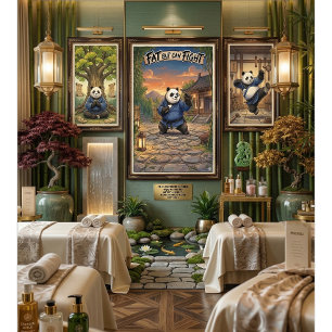 Poster Gras Mais Peut Combattre Funny Panda Arts Martiaux