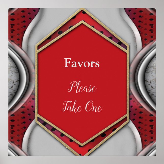 Poster Gras moderne métal 3D Gris rouge texture look (Devant)